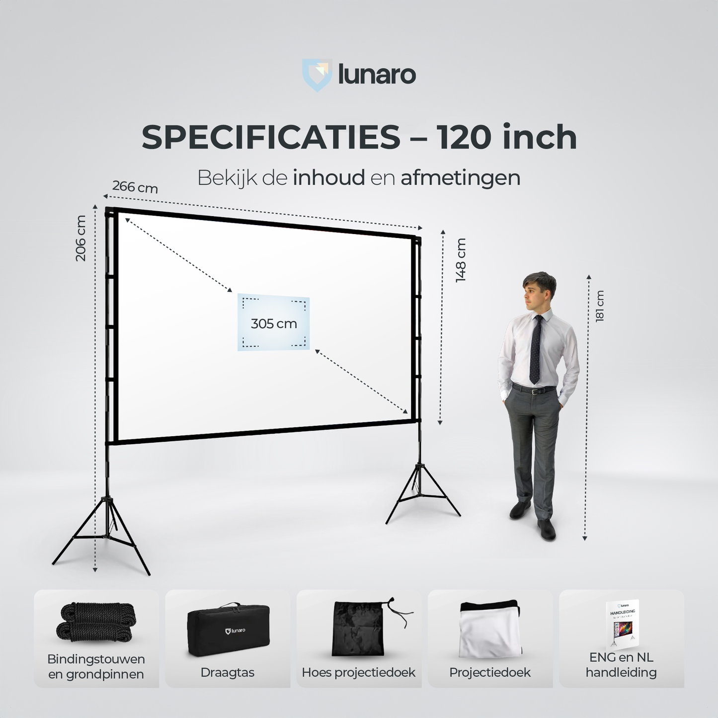 Lunaro Projectiescherm met statief