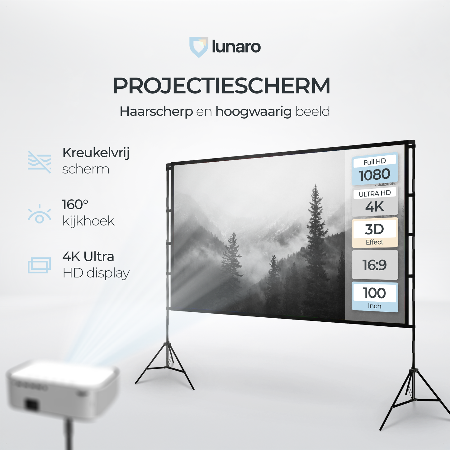 Lunaro Projectiescherm met statief
